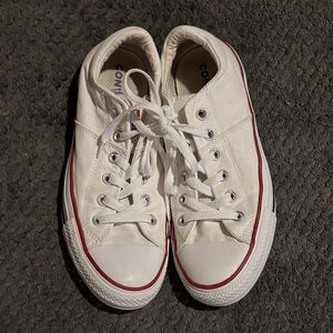 Converse White Canvas Sneakers with Red Trim